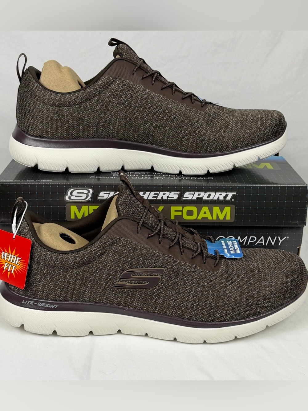 Skechers Summits Sorenz Brown/Black Men's Slip On Shoes Size 11 Wide Fit